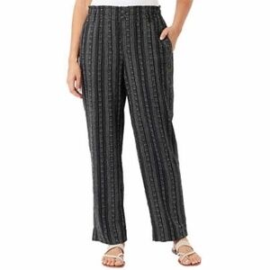 Briggs Ladies' Linen Blend Pant, Black with White Vertical Stripes, Medium NWT